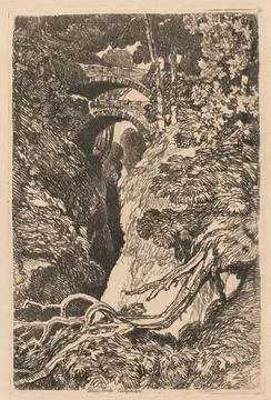Devil's Bridge, Cardiganshire, 1837. John Sell Cotman (British, 1782-1842)... Stock Illustration