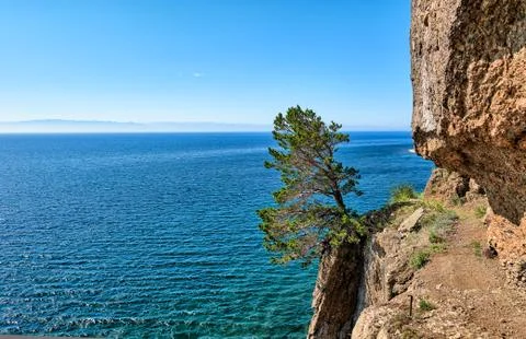 Devils bridge. Dangerous site of Great Baikal trail Stock Photos