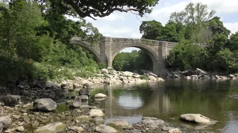 Devils Bridge old stone River Lune Kirkby Lonsdale Stock Footage 162321811