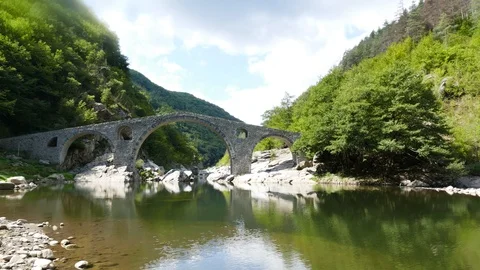 Devil's Bridge or Dyavolski most in the Rhodope Mountains, Bulgaria. Timelapse Stock Footage 97400804