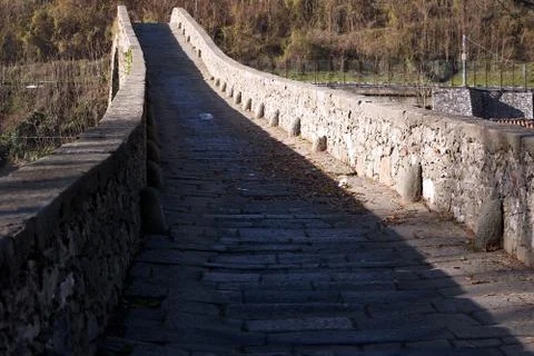 Devil's Bridge or Ponte della Maddalena. Lucca, Borgo a Mozzano. Stock Photos