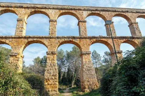 Devil's Bridge Roman aqueduct built near Tarragona Stock Photos