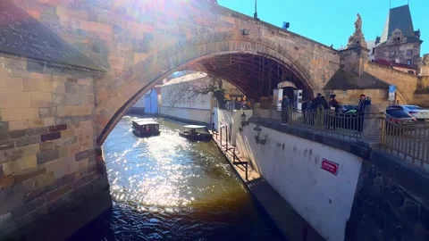 Devil's Canal under the Charles Bridge, Prague, Czech Republic Video stock 209881080