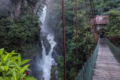 Devil's Cauldron waterfall (spanish: Pailon del Diablo) - Mountain river and  Stock Photos