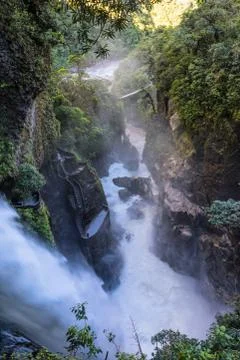 Devil's Cauldron waterfall (spanish: Pailon del Diablo) - Mountain river and  Foto stock