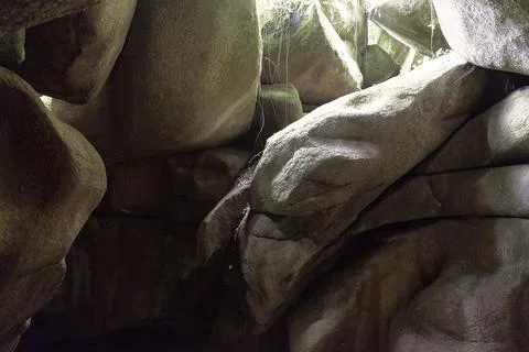 The Devil's cave in the forest of Huelgoat Stock Photos