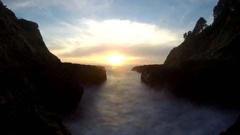 Devils Churn Oregon Coast Sunset Time Lapse Vídeos de archivo 76594186