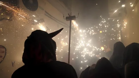 DEVILS DANCING ON FIRE (UHD/100fps) Video stock 280374986