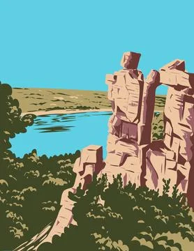 Devils Doorway in Devil's Lake State Park located in Baraboo Wisconsin WPA Po Illustrazione stock