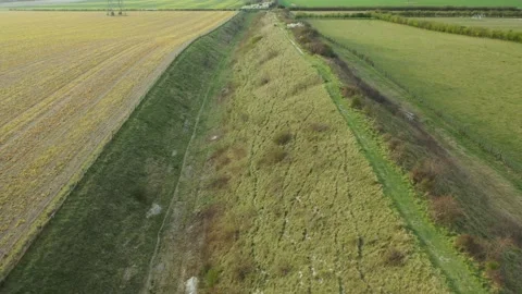 Devil's Dyke, 4K Drone Clip, Cambridgeshire, UK, Superlong Earthwork Stock-Footage 231737378