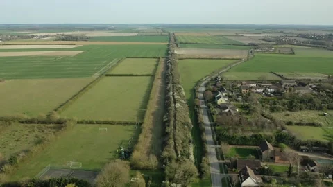 Devil's Dyke, 4K Drone View, Start of 7-mile Earthwork, Reach, UK Stock Footage 231737055