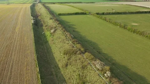 Devil's Dyke, Cambridge, 4K Amazing Drone View, 7-mile Earthwork, UK Stock Footage 231737240