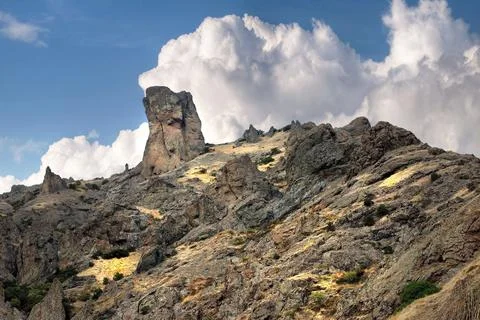 Devil's Finger Rock, Eastern Crimea, Karadag Stock Photos