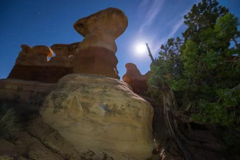 Devils Garden Escalante at Night Stock Photos