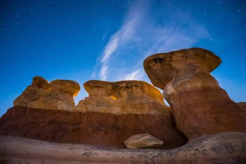 Devils Garden Escalante at Night Stock Photos
