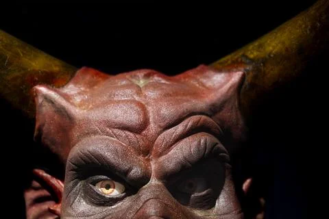 Devil's head with copy space on black background. Stock-Fotos