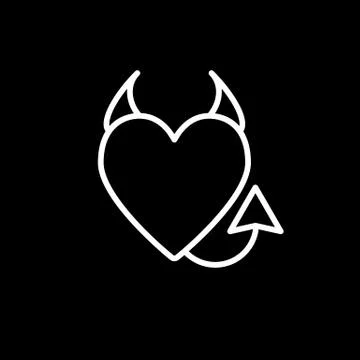 Devil's heart line icon. Heart with horns and a tail vector illustration Stock Illustration