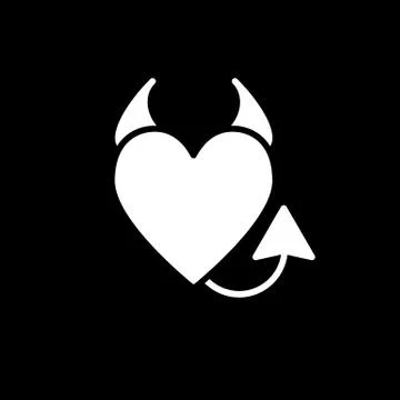 Devil's heart solid icon. Heart with horns and a tail vector illustration Stock Illustration