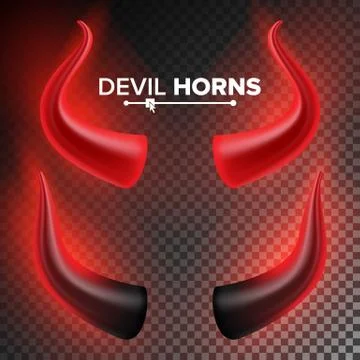 Devils Horns Vector. Red Luminous Horn. Isolated On White Background Stock Illustration