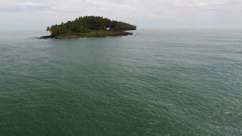 Devil's Island global view aerial shot. Political prisoners Alfred Dreyfus  Stock Footage 95987451