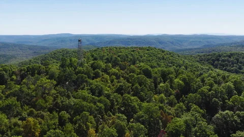 Devils Knob Lookout Tower And Surrounding Mountains In Ozark National Forest Stockbeeldmateriaal 328071333