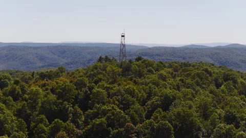 Devil's Knob Lookout Tower Structure In Ozark National Forest, Arkansas - Stock Footage 328071497