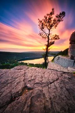 Devil's Lake Sunset, Devil's Lake State Park. Baraboo, WI. Stock Photos