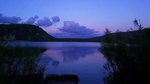 Devil's Lake - Sunset (Slow Motion) Stock Footage 81980098