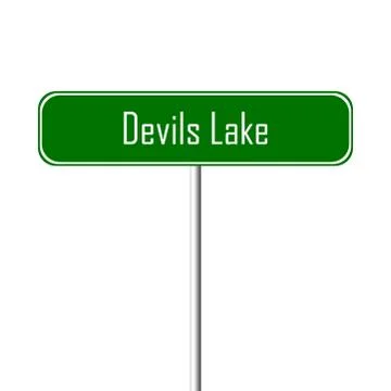 Devils Lake Town sign - place-name sign Illustrazione stock