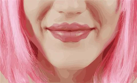 Devil's lips. The woman smiles. Vector image 스톡 일러스트