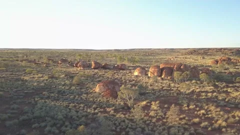 Devils Marbles Aerial 11 Stock Footage 130678208