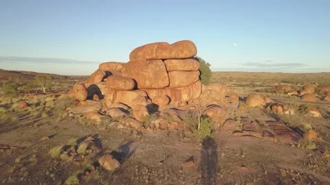 Devils Marbles Aerial 12 Stock Footage 130678212