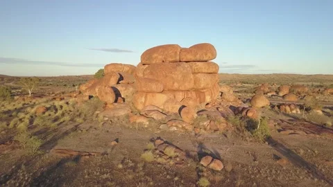 Devils Marbles Aerial 13 Stock Footage 130678218