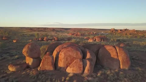 Devils Marbles Aerial  4 Stock Footage 130678068