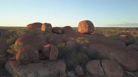 Devils Marbles Aerial 5 Stock Footage 130678092