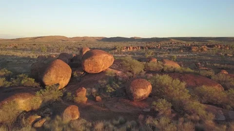 Devils Marbles Aerial 6 Stock Footage 130678091