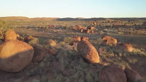 Devils marbles aerial 8 Stock Footage 130678078