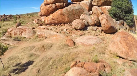 The Devils Marbles And Australian Desert Stock Footage 45531946