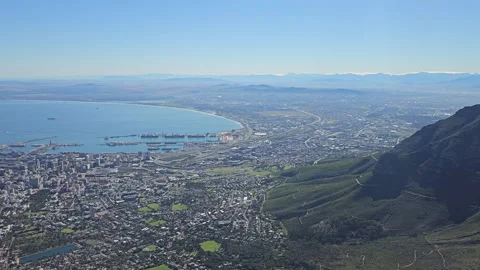 Devil's Peak and Table Bay, Table Mountain, Cape Town, South Africa 8K Stock Footage 347934708