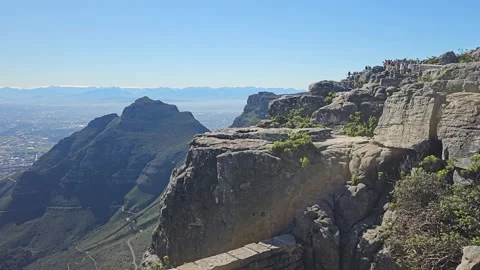 Devil's Peak from the Summit, Table Mountain, Cape Town, South Africa 8K Stock Footage 347934638
