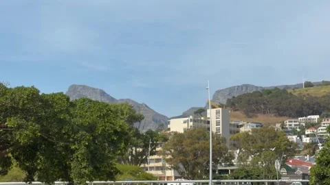 Devil’s Peak in Table Mountain on a clear day as seen from Cape Town stadium. Stock Footage 345121290