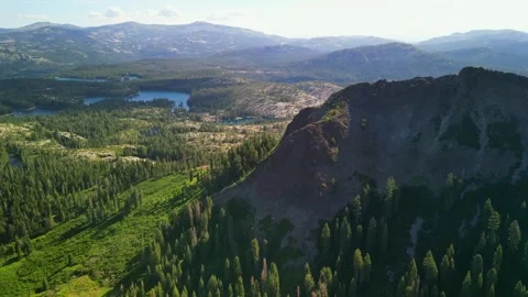 Devil's Peak, Tahoe National Forrest, Aerial View Stock Footage 281536426
