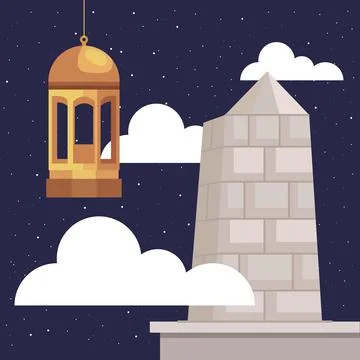 Devils pillar with golden lamp Illustrazione stock