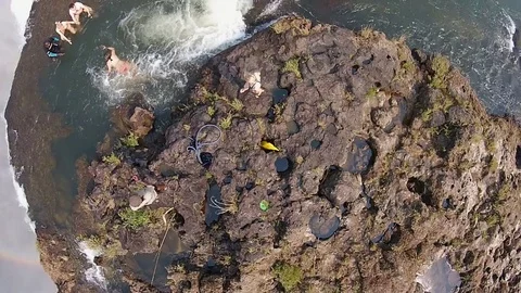 Devil's Pool Victoria Falls, Zambia. Aerial Shot Stock Footage 72610372