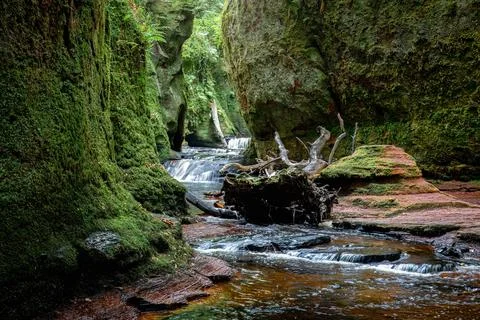 The Devils Pulpit a beautiful gorge in the Scottish landscape close to Loch Lomo Stock Photos