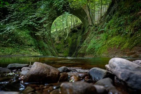 The Devils Pulpit a beautiful gorge in the Scottish landscape close to Loch.. Stock Photos