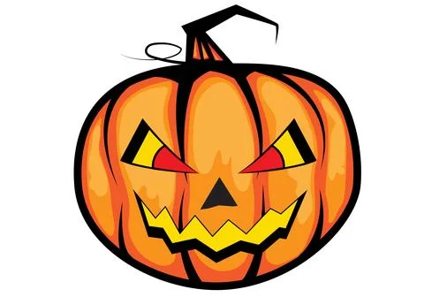Devil's pumpkin head Halloween is scary with eyes and mouth. 스톡 일러스트