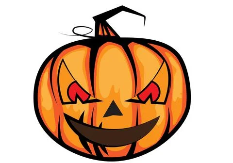 Devil's pumpkin head Halloween is scary with eyes and mouth. 스톡 일러스트