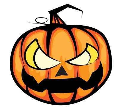 Devil's pumpkin head Halloween is scary with eyes and mouth. Иллюстрация