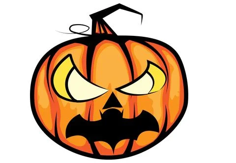 Devil's pumpkin head Halloween is scary with eyes and mouth. Stock Illustration